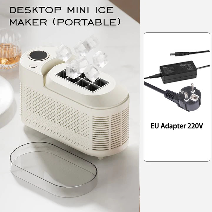 Máquina de Hielo Portátil 220V/110V y 12V – Mini Automática para Hogar, Dormitorio, Oficina y Auto
