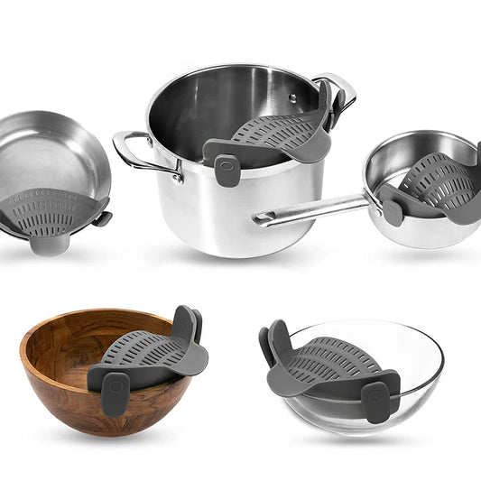 Colador de Silicona con Clip para Ollas y Sartenes – Escurridor Práctico para Pasta y Verduras
