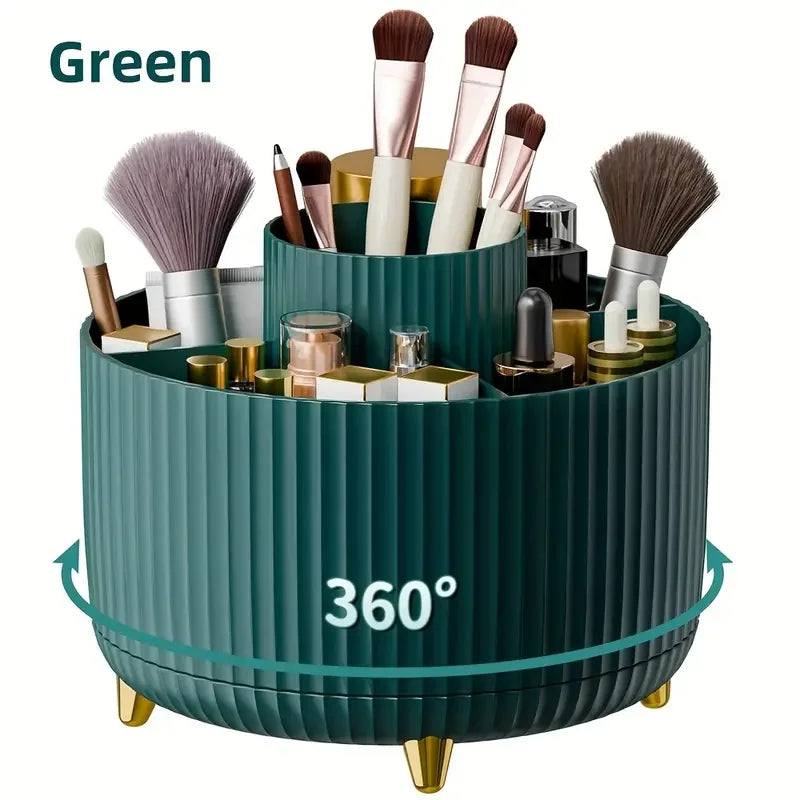 Porta Pinceles de Maquillaje Giratorio 360° con 5 Ranuras – Organizador Multifuncional para Tocador y Baño