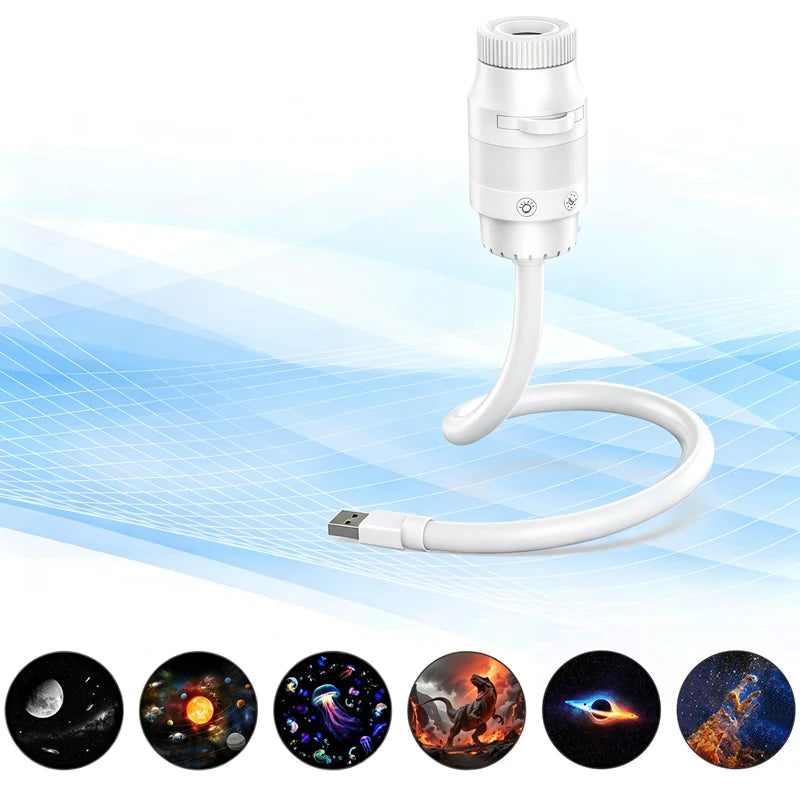 Proyector Galaxy 2 en 1 USB – Rotación 360° Luz Nocturna LED para Auto y Dormitorio