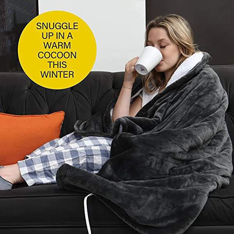 TINO Electric Blankets Flannel & Sherpa Heated Blanket, 6 Heat Settings, 10-hour Time Auto-Off Function, Machine Washable