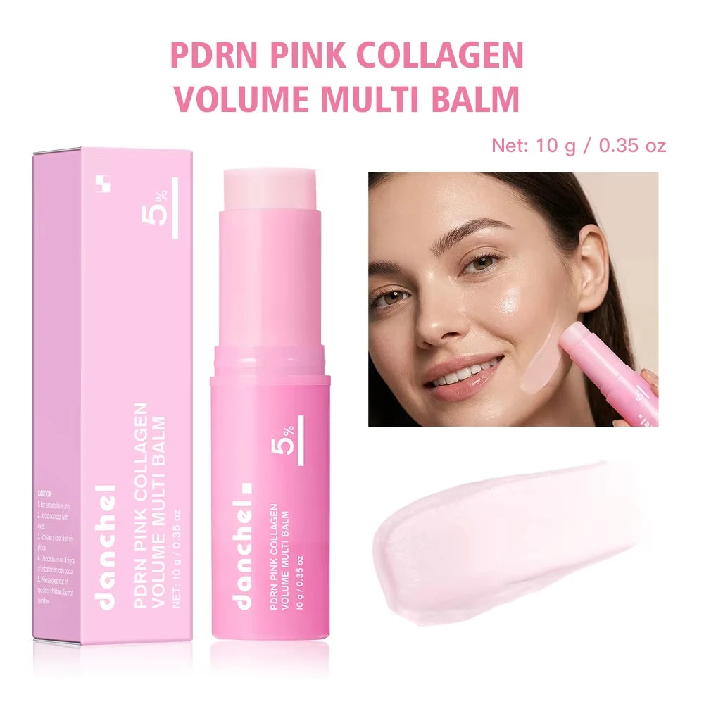 Pink Collagen Multi Volume Balm Stick - Anti-Aging Firming Wrinkle-Reducing Eye Neck Forehead Smile Line Treatment