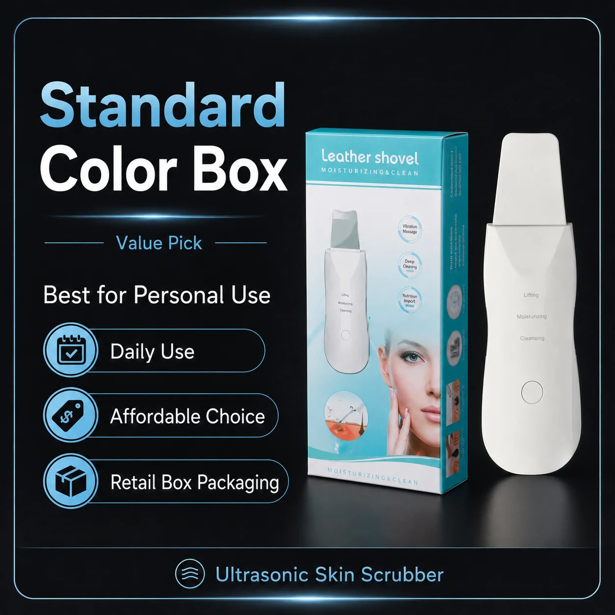 Limpiador Facial Ultrasónico con Iones y Microcorriente EMS – Limpieza Profunda de Poros