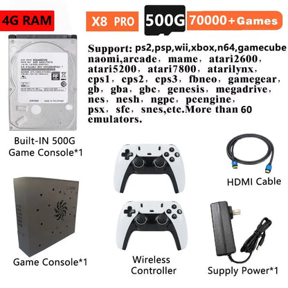 Super Consola X8 Pro – 70000+ Juegos, 60+ Emuladores, 500GB, Compatible con Wii PS2 PSP GameCube, Win11 y Batocera