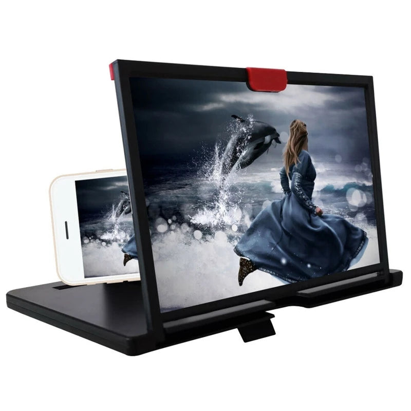 Amplificador de Pantalla 3D para Móvil 10/12 Pulgadas – Soporte Universal con Lupa HD