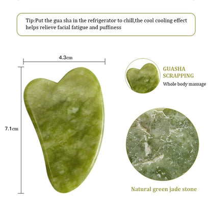 Gua Sha Facial de Jade – Masajeador Lifting, Drenaje Linfático y Cuidado de la Piel