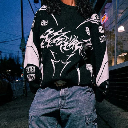 Suéter Oversize de Hombre – Estilo Urbano Coreano, Y2K y Harajuku para Otoño e Invierno