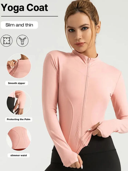 Campera Deportiva Slim para Mujer – Cuello Alto con Cierre, Running y Fitness