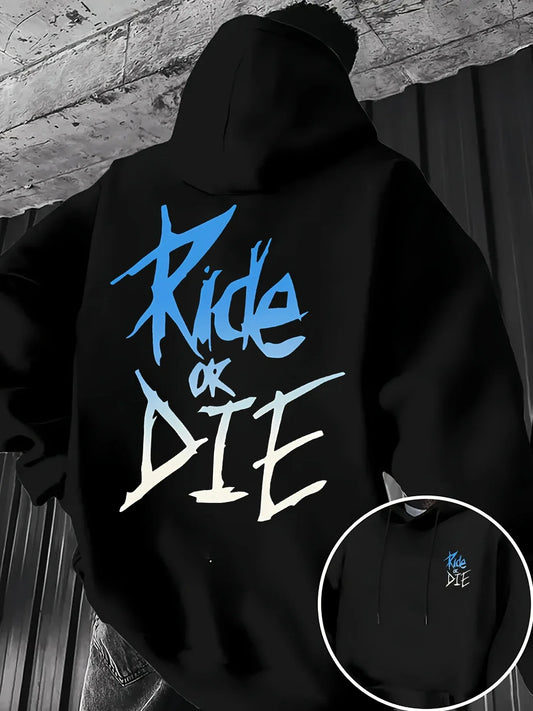 Hoodie “Ride or Die” con Estampado Graffiti – Streetwear Casual Unisex