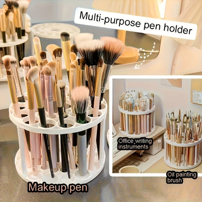 Organizador Giratorio de Escritorio para Pinceles de Arte y Maquillaje – Acabado Esmaltado