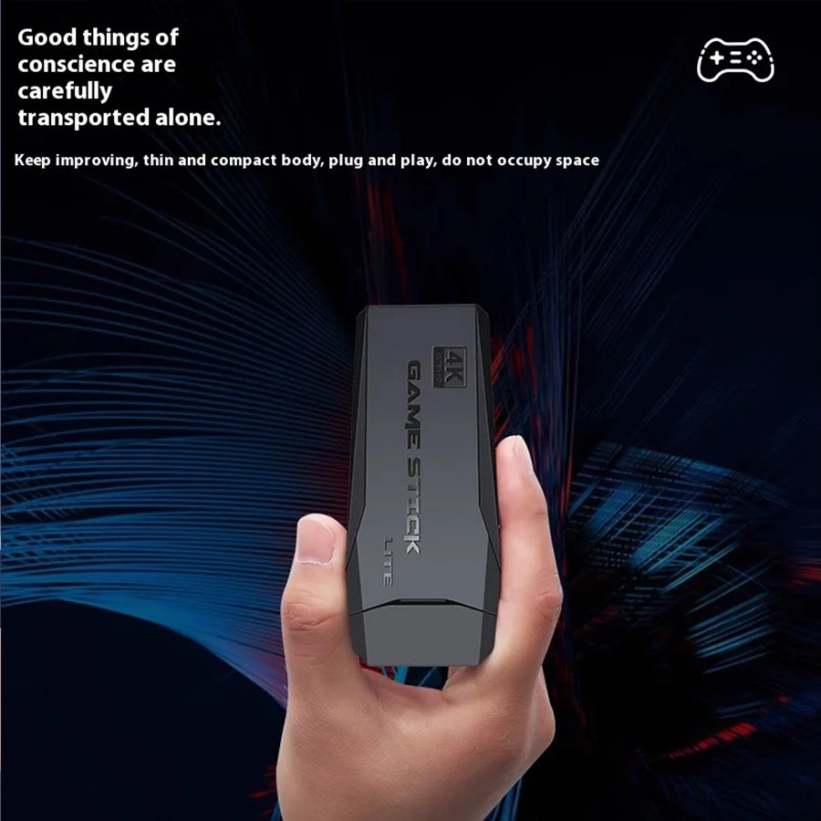 Consola Gaming Stick Basix 4K – Doble Control Inalámbrico 2.4G, 20000+ Juegos Retro, 64GB