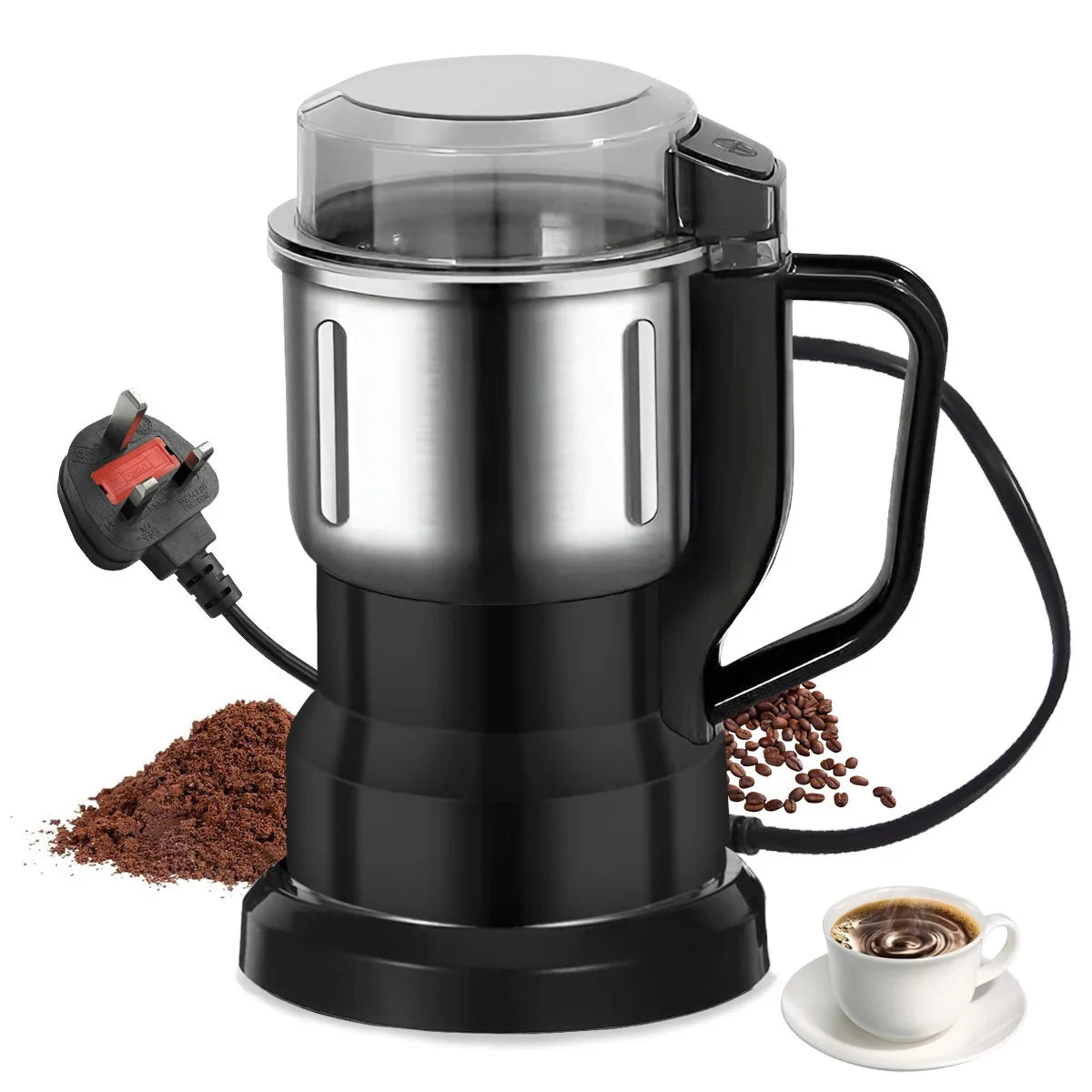 Procesador de Alimentos Eléctrico Multifunción 500ml 200W – Molinillo para Café, Granos y Especias con 4 Cuchillas