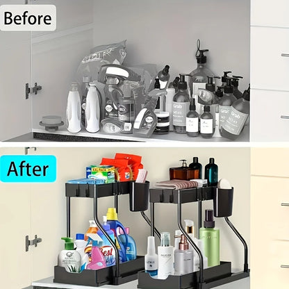 Organizador Bajo la Pileta 2 Niveles con Cajón Deslizante – Gran Capacidad para Cocina y Baño