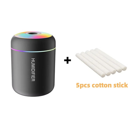 Humidificador de Aire Mini de 180 ml USB Eléctrico – Difusor de Aromas y Aceites Esenciales, Purificador de Aire con Niebla Aromática y Luz LED para Auto, Hogar y Dormitorio.