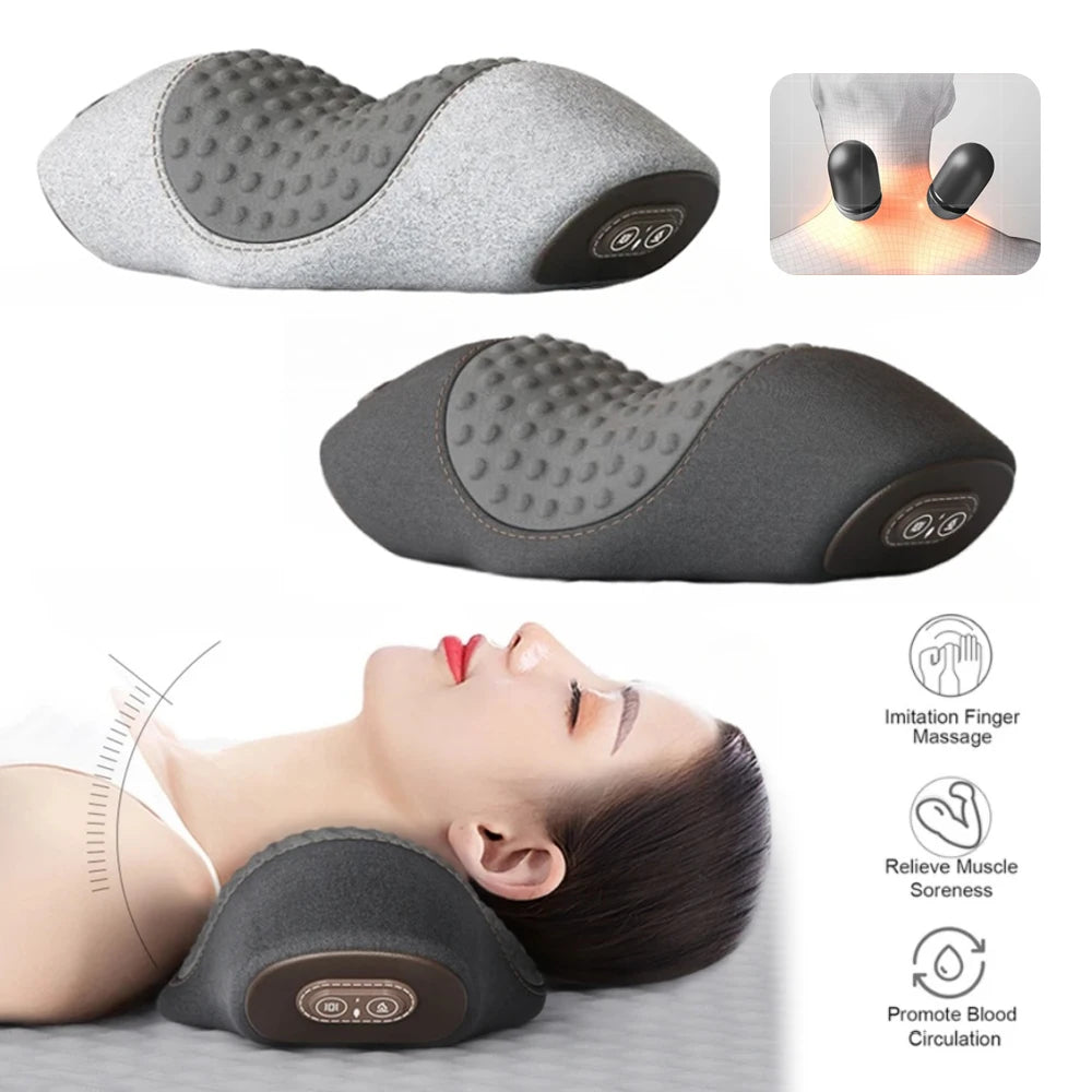 Almohada Masajeadora Cervical Eléctrica con Calor y Vibración – Alivio para Cuello, Espalda y Relajación Muscular