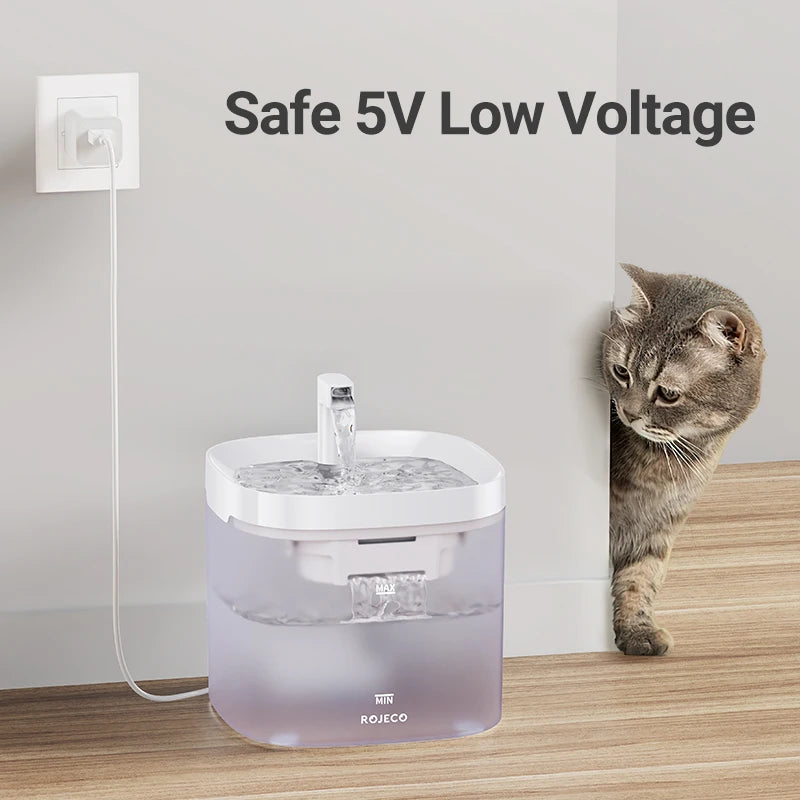 Fuente de Agua Inteligente ROJECO para Mascotas con Filtros Recirculantes – Purificador para Gatos y Perros