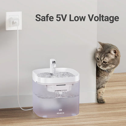 Fuente de Agua Inteligente ROJECO para Mascotas con Filtros Recirculantes – Purificador para Gatos y Perros