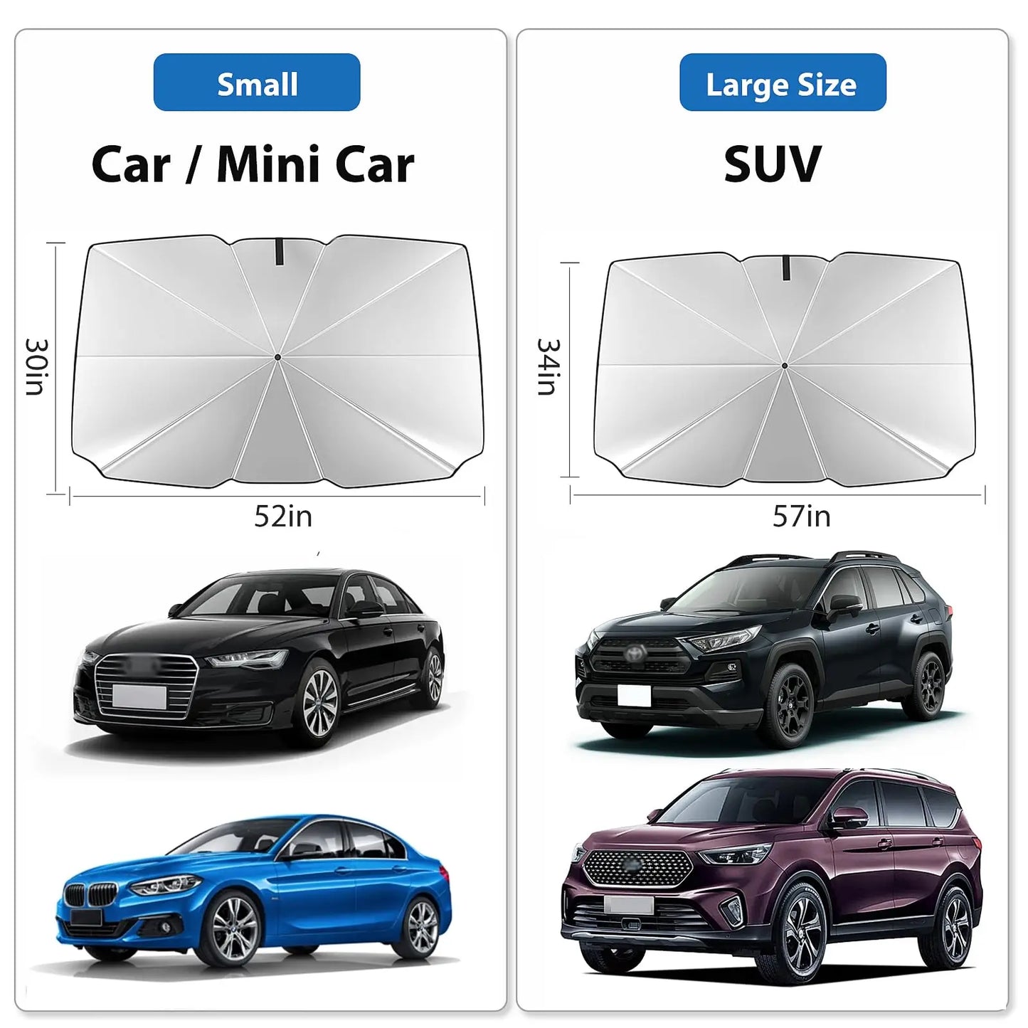 Parasol Plegable para Parabrisas de Auto 2024 – Protector UV y Térmico para Ventana Delantera