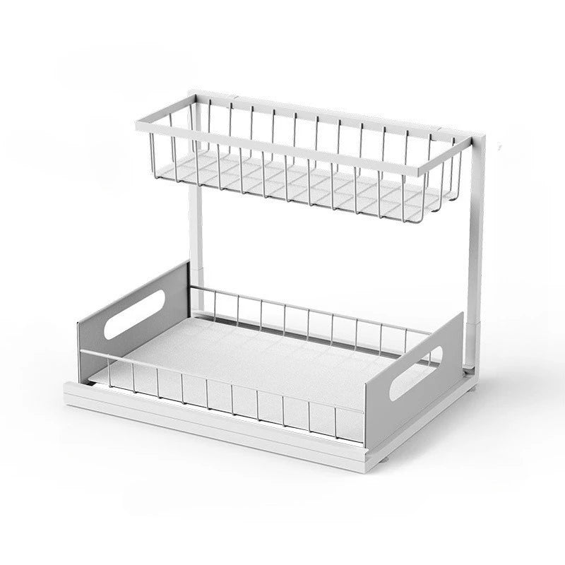 Organizador Metálico Bajo la Pileta con Cajón Deslizante – Estante de Almacenamiento para Cocina