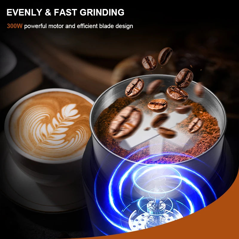 Molinillo de Café Profesional 300W con Vaso Desmontable de Acero Inoxidable – Especias, Hierbas y Granos