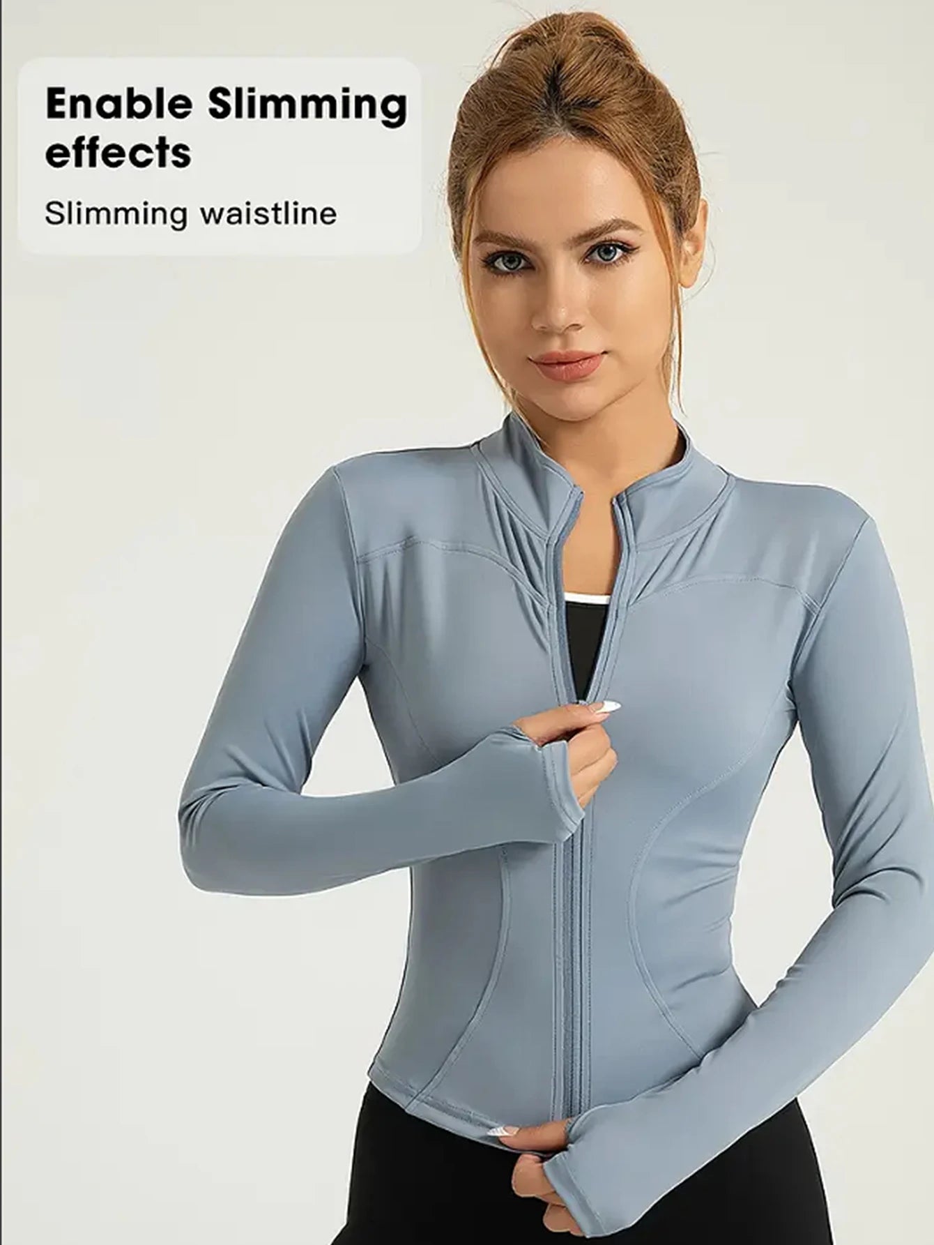 Campera Deportiva Slim para Mujer – Cuello Alto con Cierre, Running y Fitness