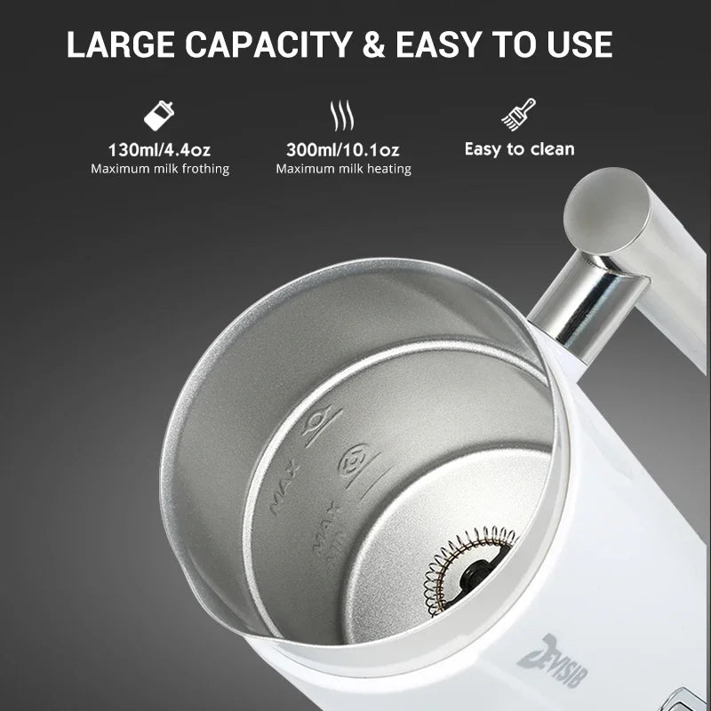 Espumador de Leche Eléctrico DEVISIB 3 en 1 – 300ml, Frío y Caliente para Café y Cappuccino