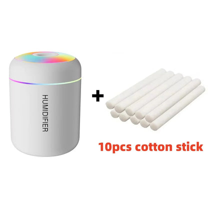 Humidificador de Aire Mini de 180 ml USB Eléctrico – Difusor de Aromas y Aceites Esenciales, Purificador de Aire con Niebla Aromática y Luz LED para Auto, Hogar y Dormitorio.