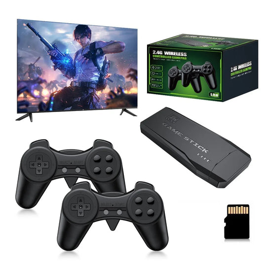 Consola Game Stick 4K HD con Doble Control Inalámbrico 2.4G – Plug & Play con Juegos Retro Clásicos