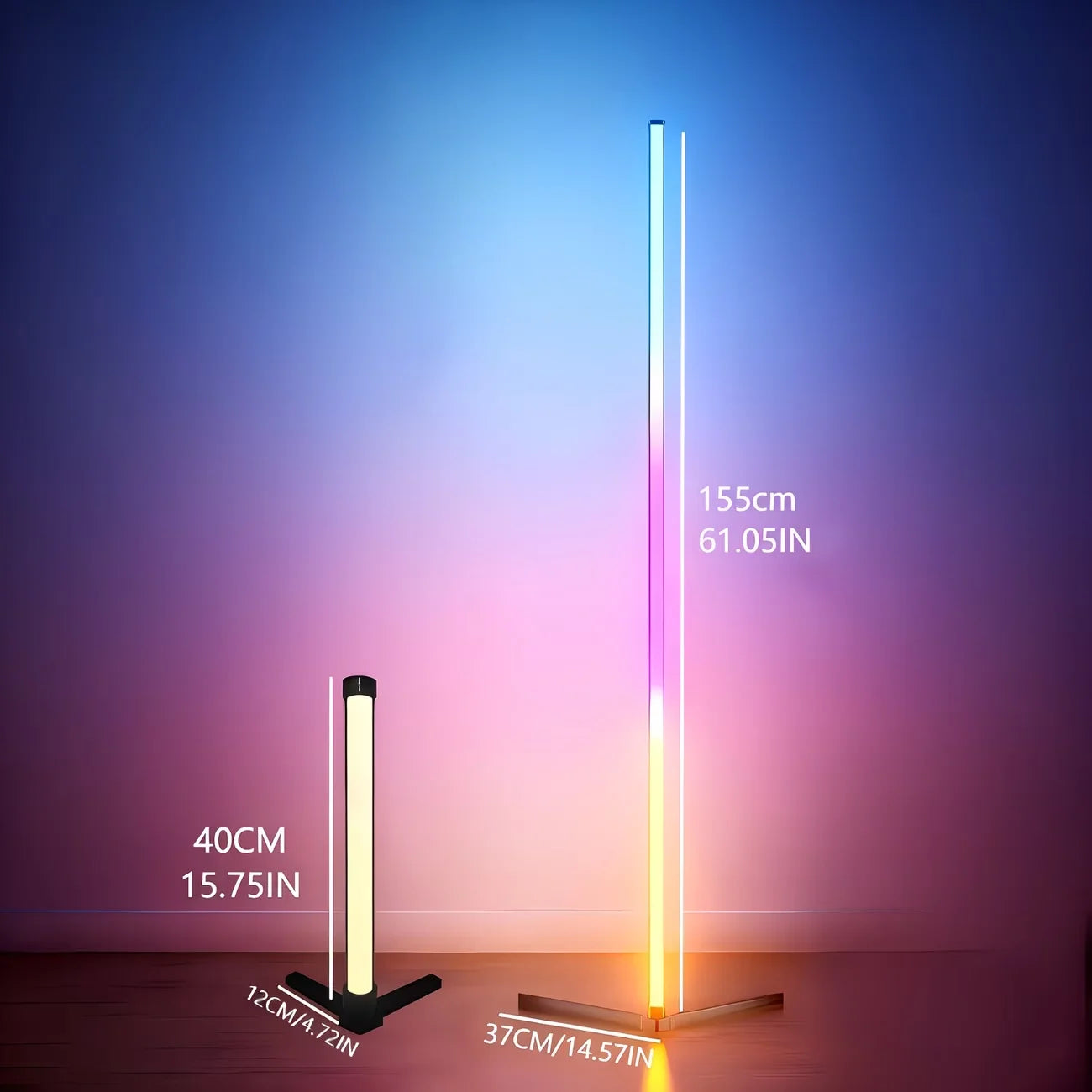 Lámpara de Pie RGB con Sincronización Musical – 16 Millones de Colores, Control Remoto, Moderna