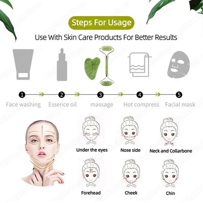 Gua Sha Facial de Jade – Masajeador Lifting, Drenaje Linfático y Cuidado de la Piel