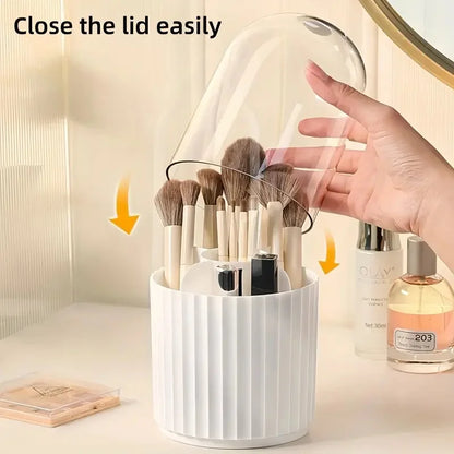 Caja Organizadora de Pinceles de Maquillaje Giratoria 360° – Porta Lápices Labiales y Cosméticos de Escritorio
