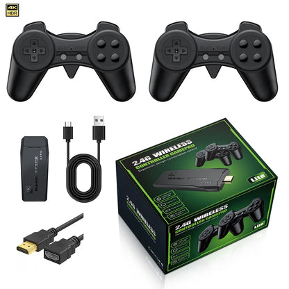 Consola Game Stick 4K HD con Doble Control Inalámbrico 2.4G – Plug & Play con Juegos Retro Clásicos