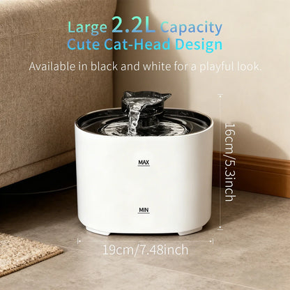 Dispensador de Agua Eléctrico Silencioso para Mascotas 2.2L USB con Filtro – Fuente Automática para Gatos
