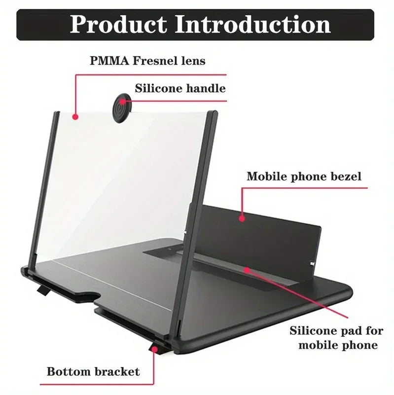 Lupa de Pantalla para Móvil 12/10 Pulgadas 3D HD – Amplificador para Adultos Mayores, Cine en Casa y Viajes
