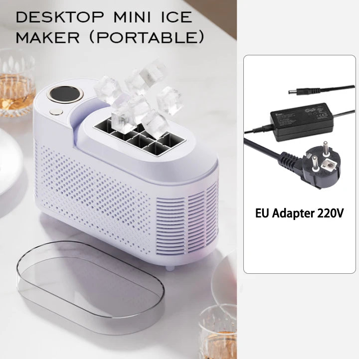 Máquina de Hielo Portátil 220V/110V y 12V – Mini Automática para Hogar, Dormitorio, Oficina y Auto