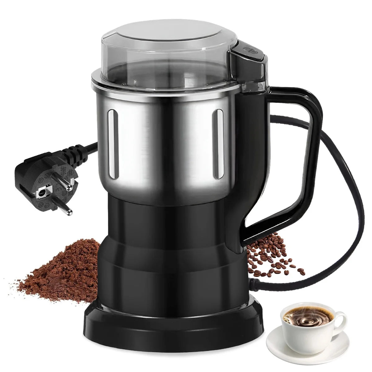 Procesador de Alimentos Eléctrico Multifunción 500ml 200W – Molinillo para Café, Granos y Especias con 4 Cuchillas