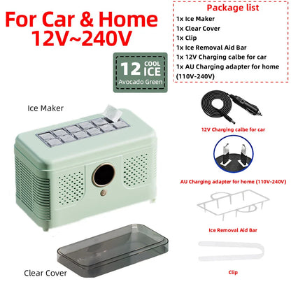 Máquina de Hielo Mini Portátil 12V/220V – Para Auto, Hogar, Oficina y Camping