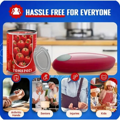 Abrelatas Eléctrico Rojo – Automático con Borde Suave para una Cocina Segura