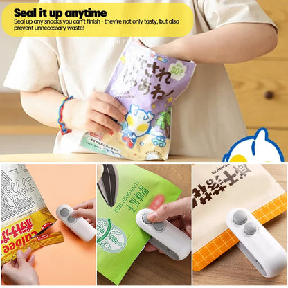 Selladora de Bolsas Mini 2 en 1 Recargable con Cortador y Imán