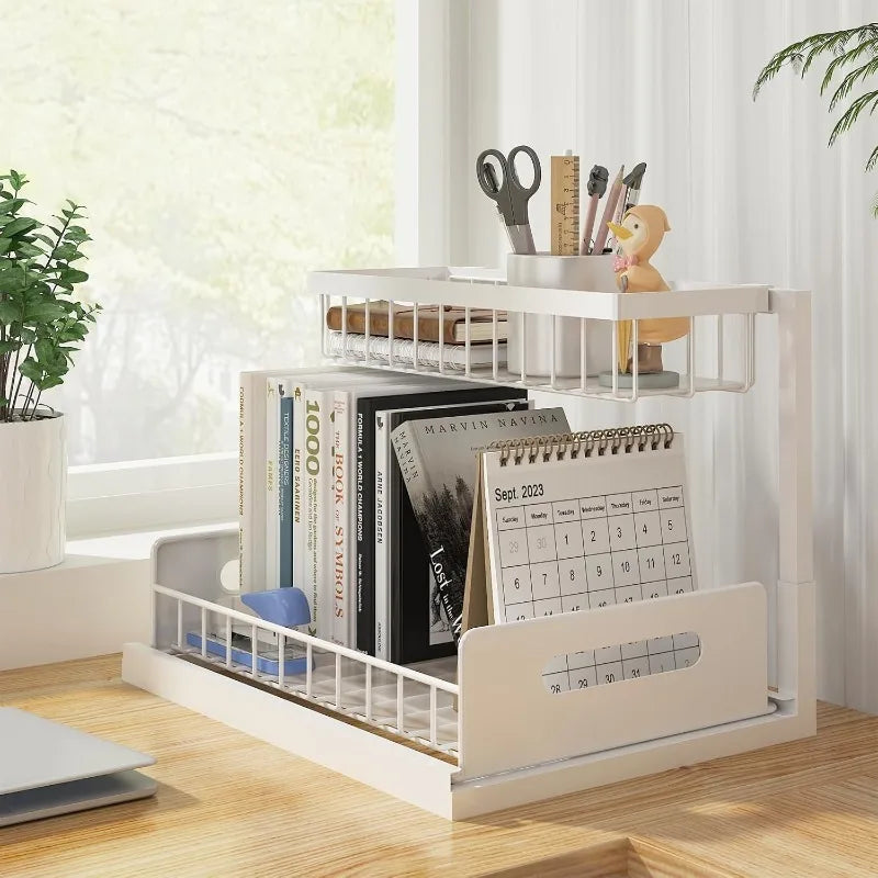Organizador Bajo la Pileta 2 Niveles con Marco Metálico y Cajón Deslizante – Cocina y Baño
