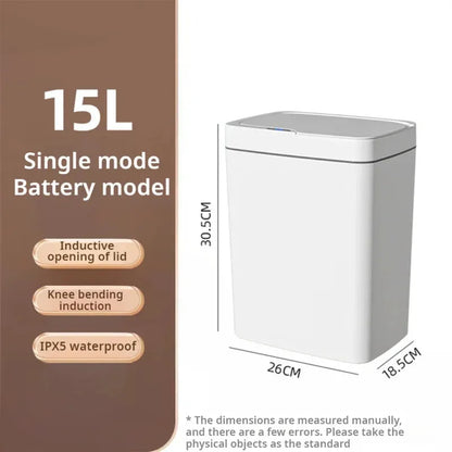 Cesto de Basura Inteligente 15L con Sensor Automático y Bolsa Automática – Estrecho para Baño