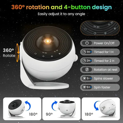 Proyector Planetario Pro 360° – Lámpara Galaxy para Niños, Bodas y San Valentín