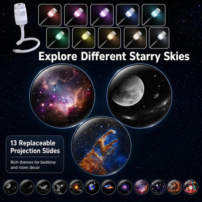 Mini Proyector Galaxy 2 en 1 USB – Brillo Ajustable 360° para Auto y Dormitorio