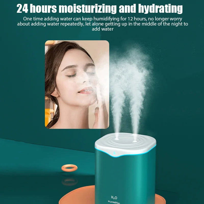 Humidificador de Aire USB de 2000 ml con Doble Salida de Vapor.