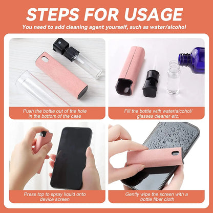 Limpiador de Pantalla 2 en 1 con Spray Portátil y Paño de Microfibra para Móvil, Tablet y Vidrio - AILEHKUO