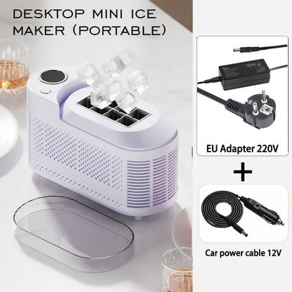 Máquina de Hielo Portátil 220V/110V y 12V – Mini Automática para Hogar, Dormitorio, Oficina y Auto