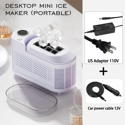 Máquina de Hielo Portátil 220V/110V y 12V – Mini Automática para Hogar, Dormitorio, Oficina y Auto