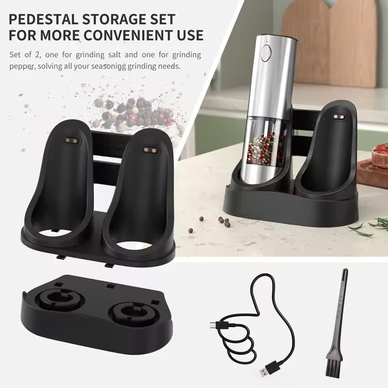 Molinillo Automático de Pimienta y Sal USB Recargable – Ajuste de Grosor, Luz LED (1 o 2 unidades)