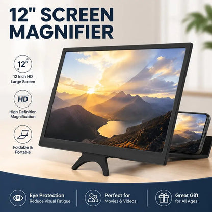 Lupa de Pantalla Curva para Móvil 12 Pulgadas HD – Amplificador Plegable y Portátil con Protección Visual