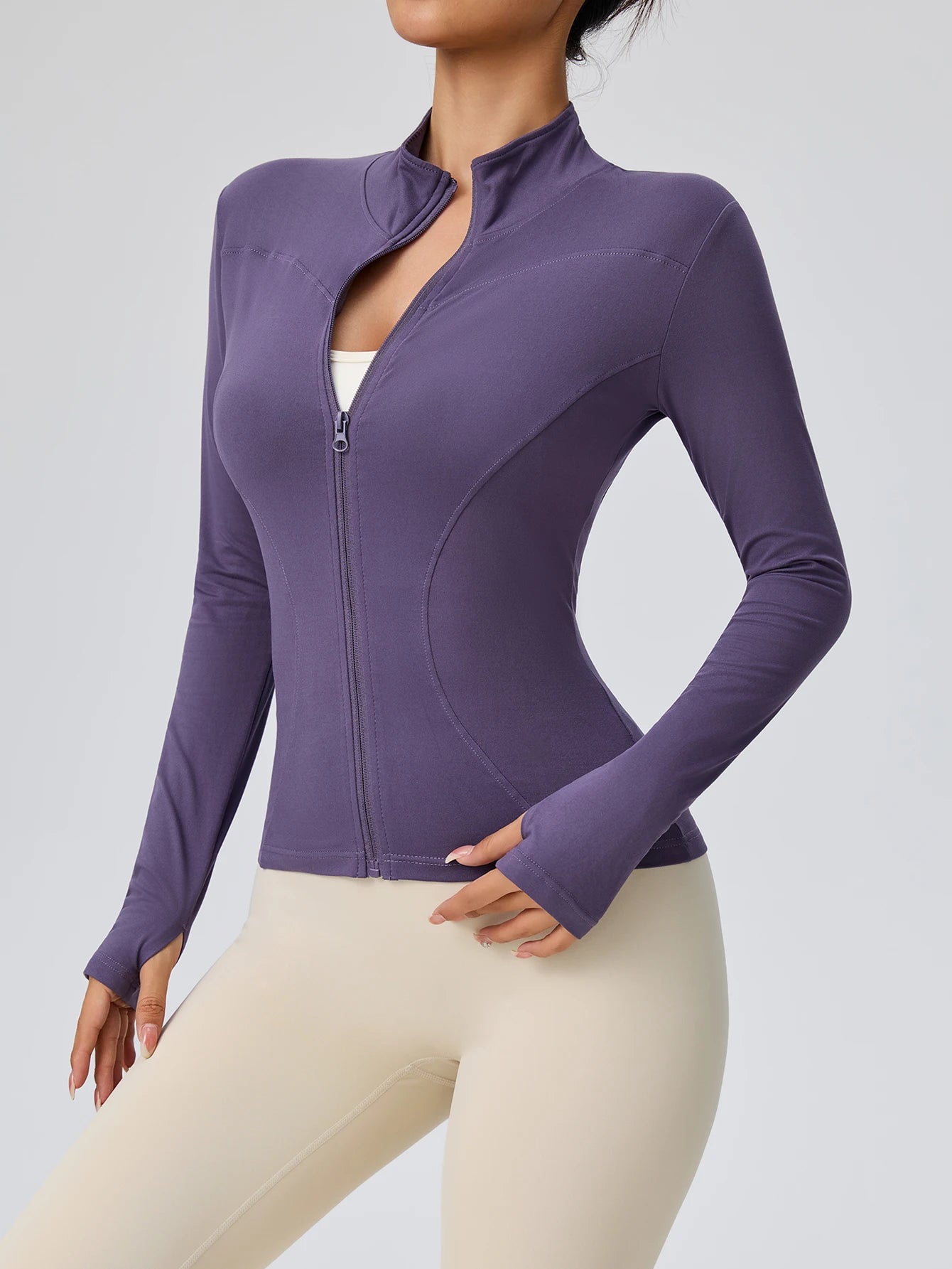 Campera Deportiva Slim para Mujer – Cuello Alto con Cierre, Running y Fitness